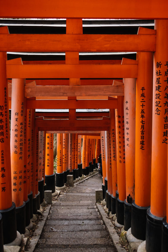 Berühmte Tore des Fushimi-Inari Schreins in Kyoto