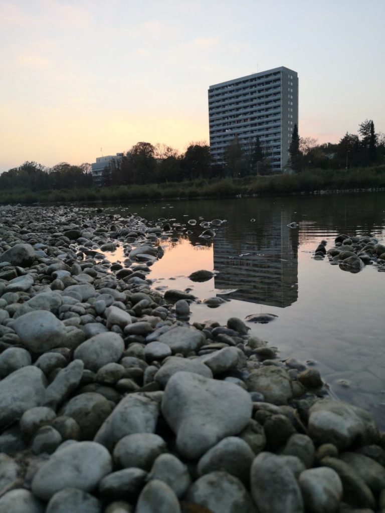 Sonnenuntergang an der Isar in Thalkirchen, München