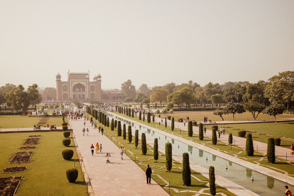 Gelände des Taj Mahal in Agra, Indien