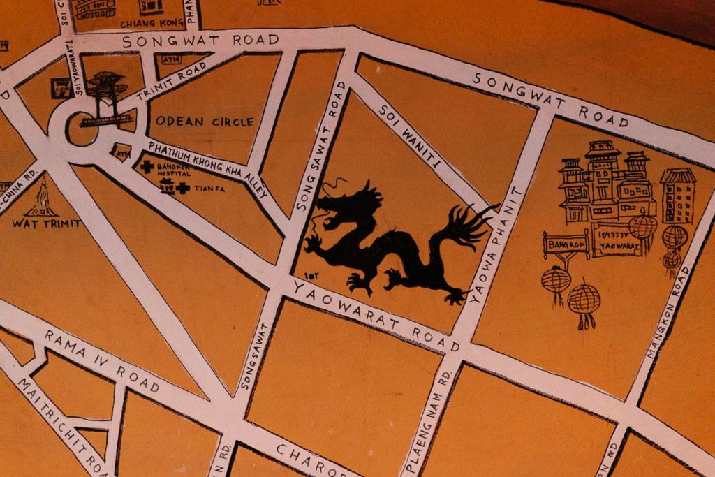 Simple Straßenkarte von Bangkoks Chinatown